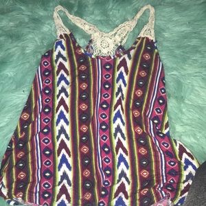 Multi colored lacy tank top